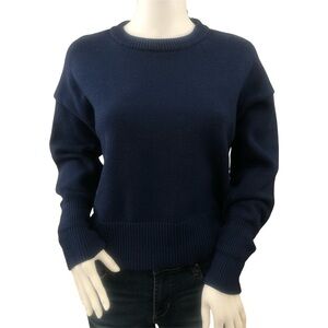 PHILOSOPHY Ribbed Cable Knit Sweater Blue Womens XL‎ Fisherman Crewneck Cropped